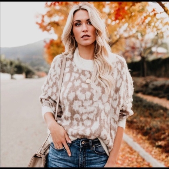 Vici Sweaters - Vici Davi & Dani Leopard Fuzzy Oversized Sweater